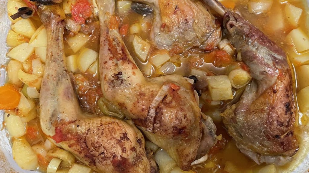 Recette Cuisses de pintade et ses petits légumes au four – Fabienne Cuisine